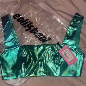 Edikted Shimmering Teal Crop Top